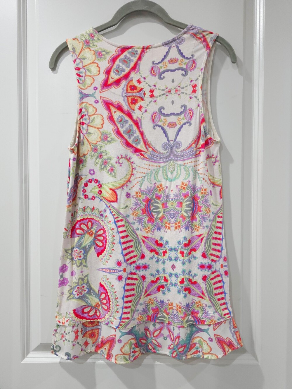 Desigual Multi-Color Boho Mandala Paisley Sleeveless Layered Tank Top, S - Picture 10 of 14